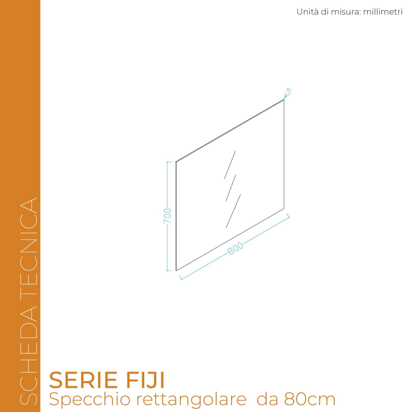 Specchio Rettangolare 80 cm Fiji - Meda (25688699)