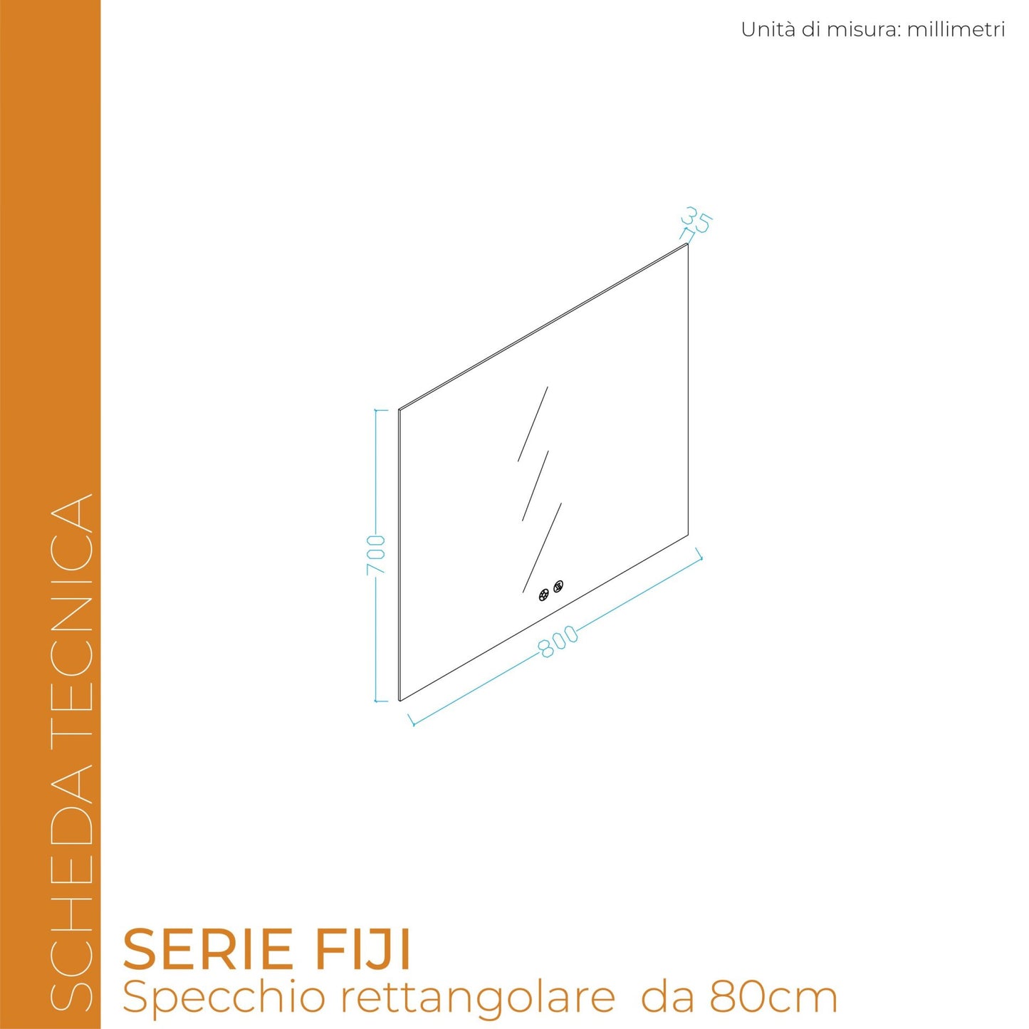Specchio Rettangolare 80 cm Fiji - Meda (25688710)