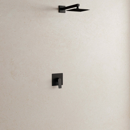 Set Incasso Doccia Nero con Braccio Doccia e Soffione 25x25 cm - Sun