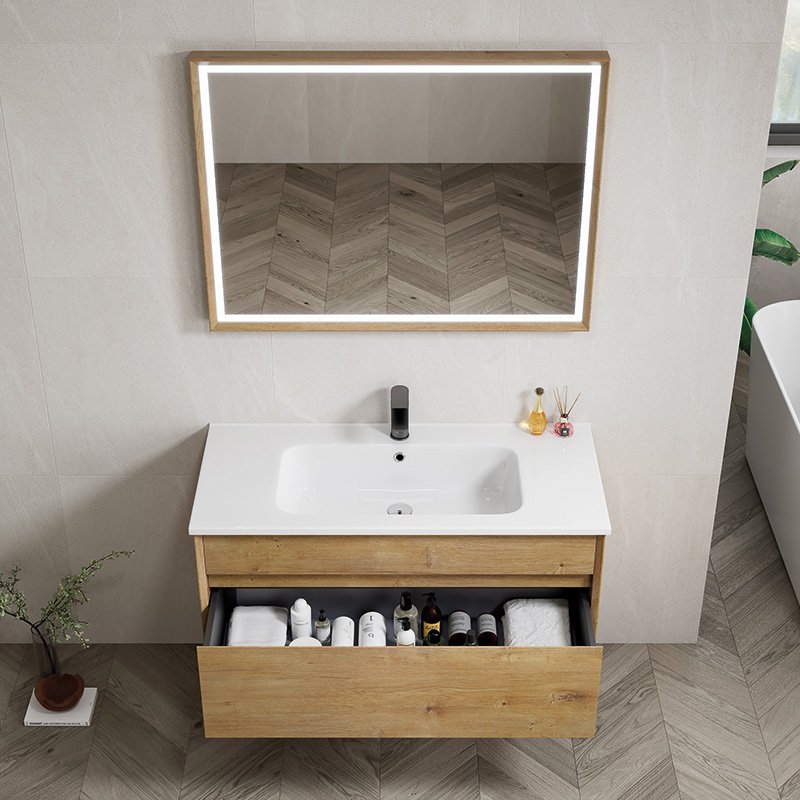 Mobile Bagno Sospeso 120 cm Olmo con Specchio Led Switch Trevi – Spazio (25689225)