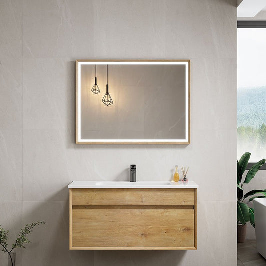 Mobile Bagno Sospeso 120 cm Olmo con Specchio Led Switch Trevi – Spazio (25695039)