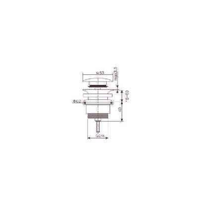 Piletta Click Clack 1″1/4 Per Lavabo e Bidet Nero Opaco - Imex technical drawing and dimensions.