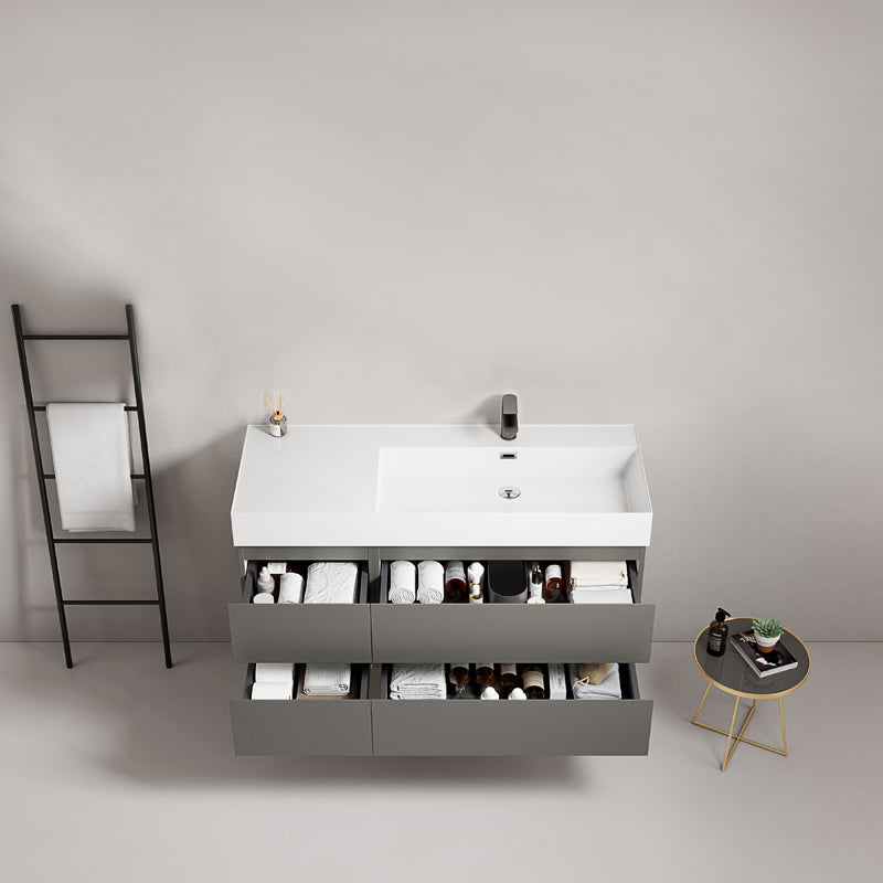 Mobile bagno sospeso 120 cm Grigio Londra Lavabo a Destra in Resina Senza Specchio - Fiji Paint