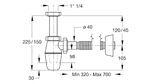 Sifone Tedesco A Bottiglia 1″1/4 x ø 40 mm Flessibile - Per Lavabo - Bonomini