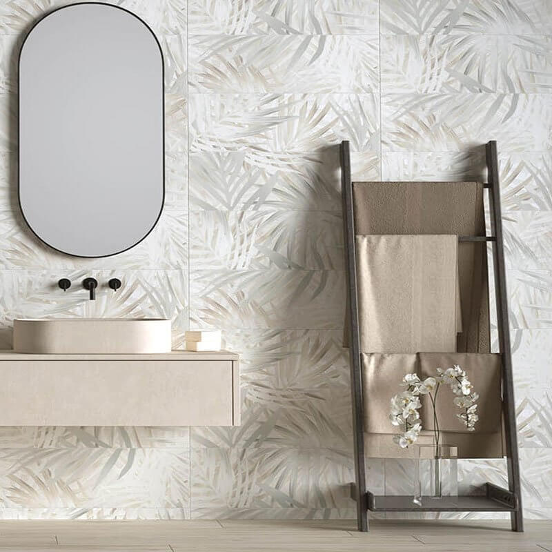 Ceramic Wall Tile 25x75 Tropical White Materia Wall - Herberia