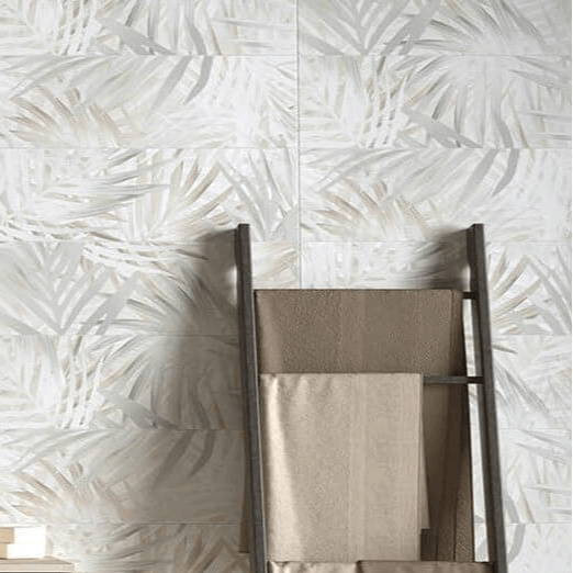 Rivestimento in Ceramica Decoro 25x75 Tropical White Materia Wall - Herberia