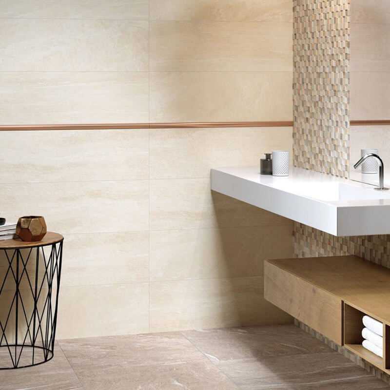 Stone Effect Ceramic Wall Tile 25x75 Beige Orione - Herberia