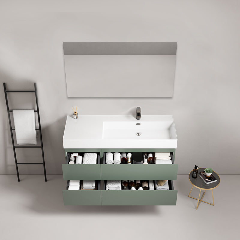 Mobile bagno sospeso 120 cm Verde Salvia Lavabo a Destra in Resina Specchio Quadro - Fiji Paint