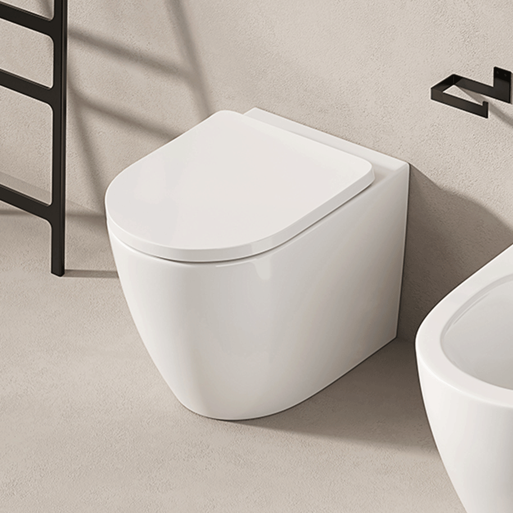 Vaso Filomuro Giada 52 Bianco Lucido e Coprivaso Soft Close - Meda