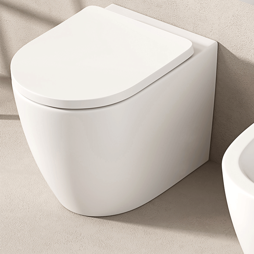 Vaso Filomuro Giada 52 Bianco Opaco e Coprivaso Soft Close - Meda