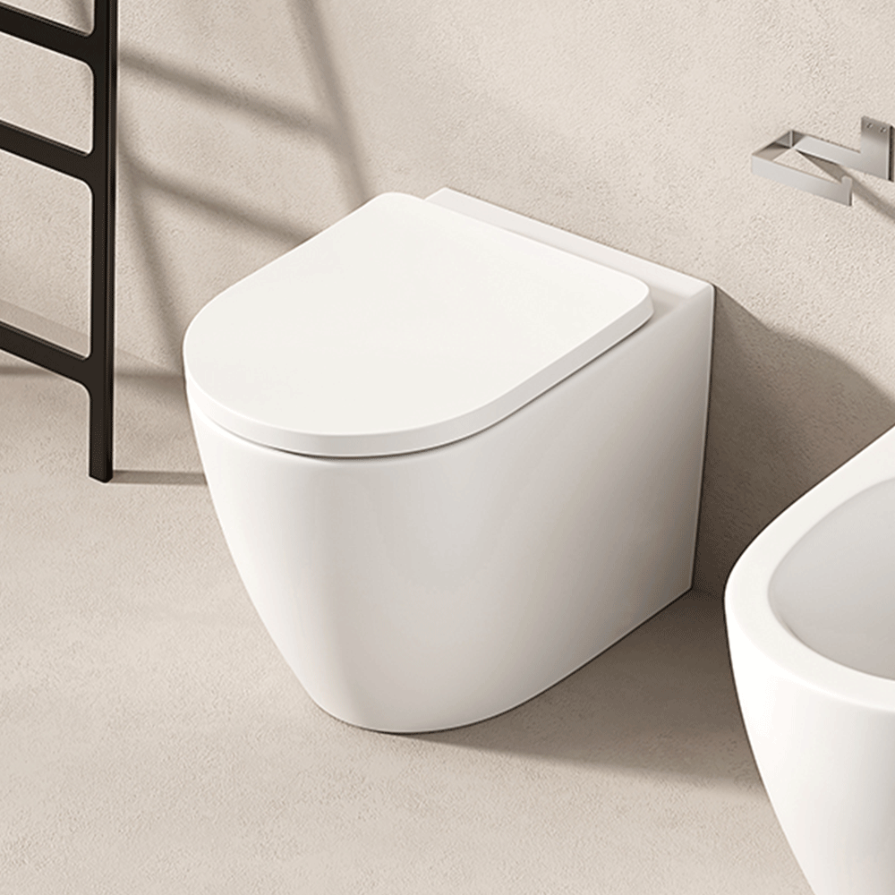 Vaso Filomuro Giada 52 Bianco Opaco e Coprivaso Soft Close - Meda
