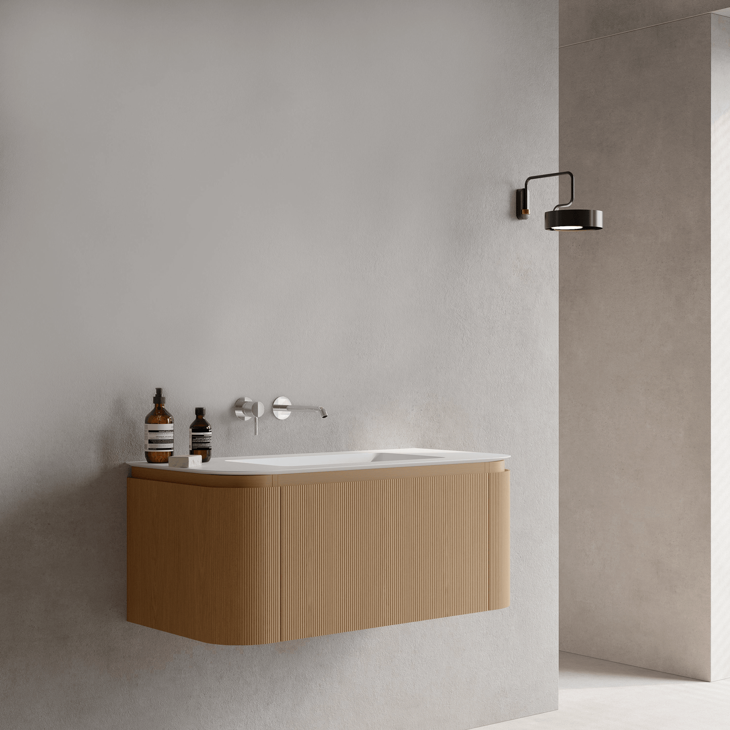 Mobile Bagno 100 cm Sospeso Rovere Chiaro Senza Specchio - Nooma