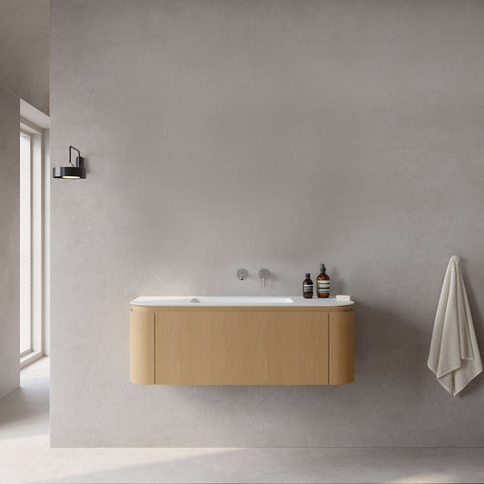 Mobile Bagno 120 cm Sospeso Rovere Chiaro Senza Specchio - Nooma