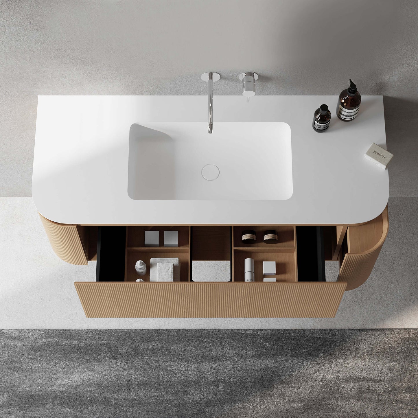 Mobile Bagno 120 cm Sospeso Rovere Chiaro Senza Specchio - Nooma