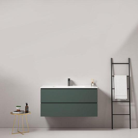 Mobile bagno sospeso 100 cm Verde Comodoro Lavabo in Ceramica Senza Specchio - Fiji Paint