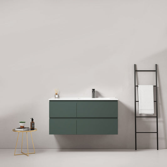 Mobile bagno sospeso 100 cm Verde Comodoro Lavabo a Destra in Ceramica Senza Specchio - Fiji Paint