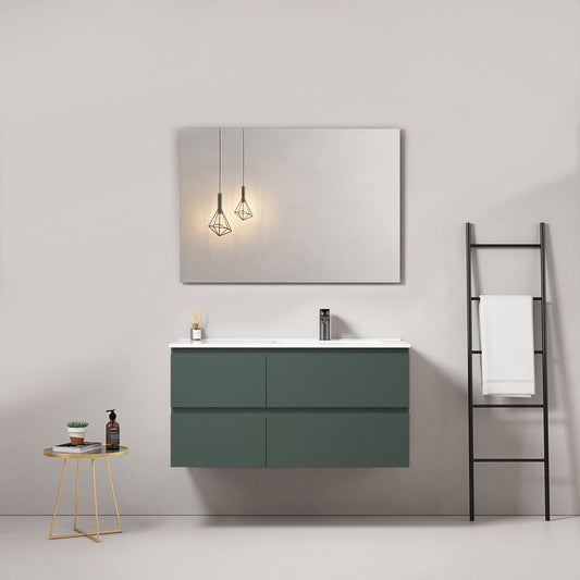 Mobile bagno sospeso 100 cm Verde Comodoro Lavabo a Destra in Ceramica Specchio Quadro - Fiji Paint