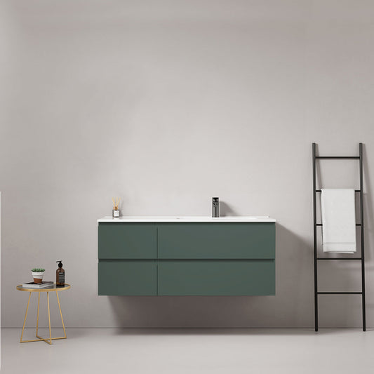 Mobile bagno sospeso 120 cm Verde Comodoro Lavabo a Destra in Ceramica Senza Specchio - Fiji Paint
