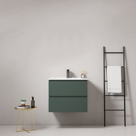 Mobile bagno sospeso 60 cm Verde Comodoro Lavabo in Ceramica Senza Specchio - Fiji Paint