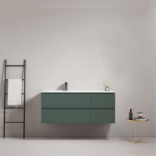 Mobile bagno sospeso 120 cm Verde Comodoro Lavabo a Sinistra in Ceramica Senza Specchio - Fiji Paint