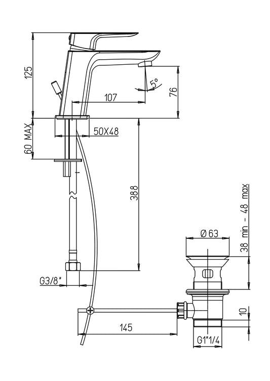 Miscelatore Lavabo Nove Con Piletta Cromo - Paini