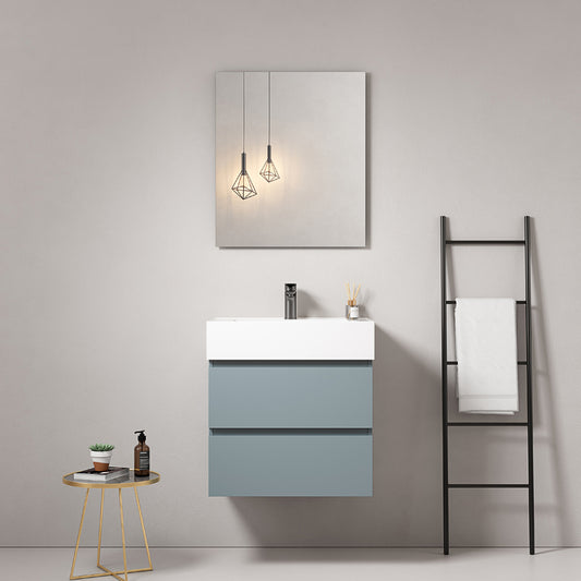 60cm suspended bathroom cabinet Avio Blue Resin sink Mirror Quadro - Fiji Paint