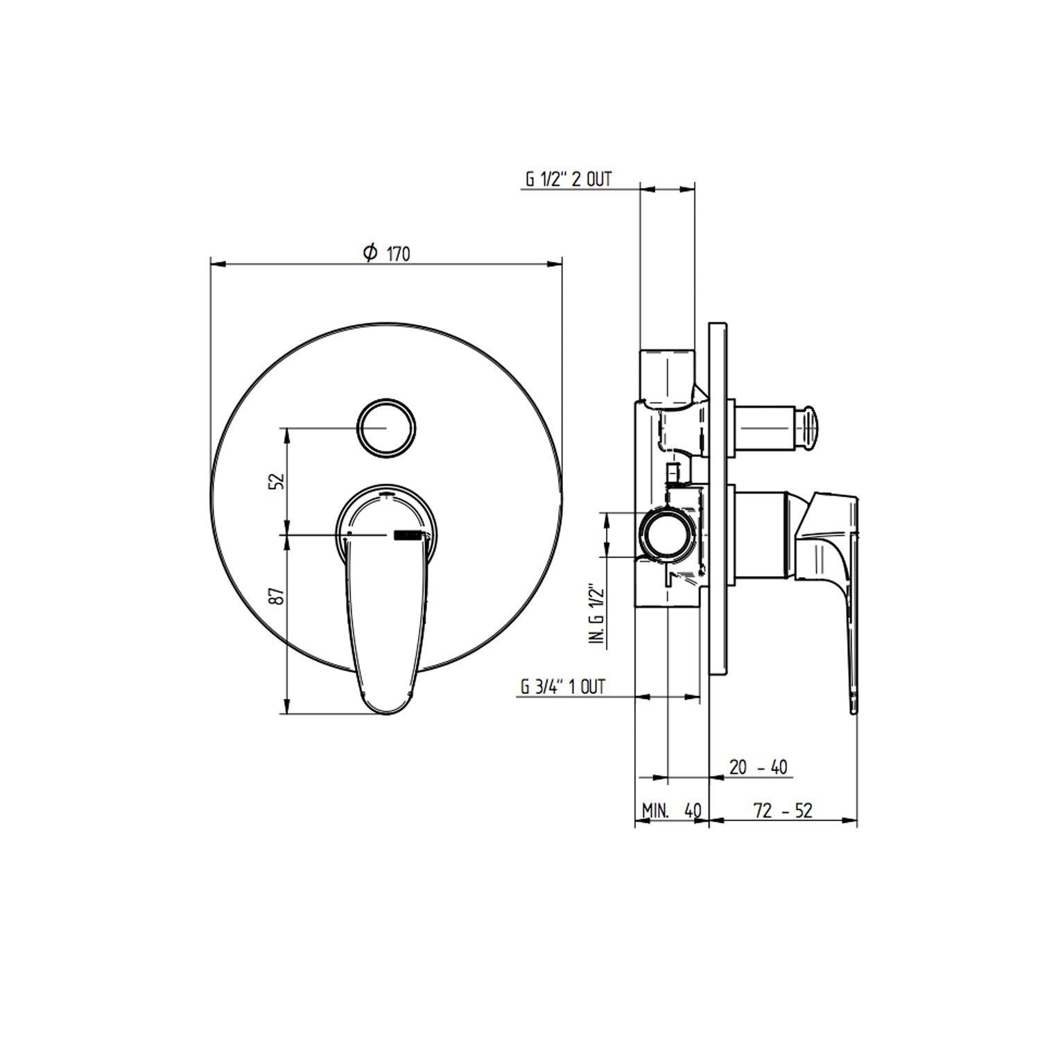 Miscelatore Doccia Da Incasso Con deviatore Cromo Cinema - Bellosta (25673493)