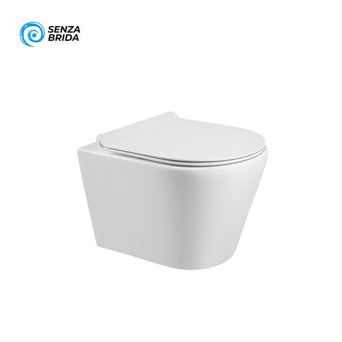 Wc Sospeso Senza Brida Smeraldo Bianco con Coprivaso Slim Soft Close Incluso - Spazio (25696238)