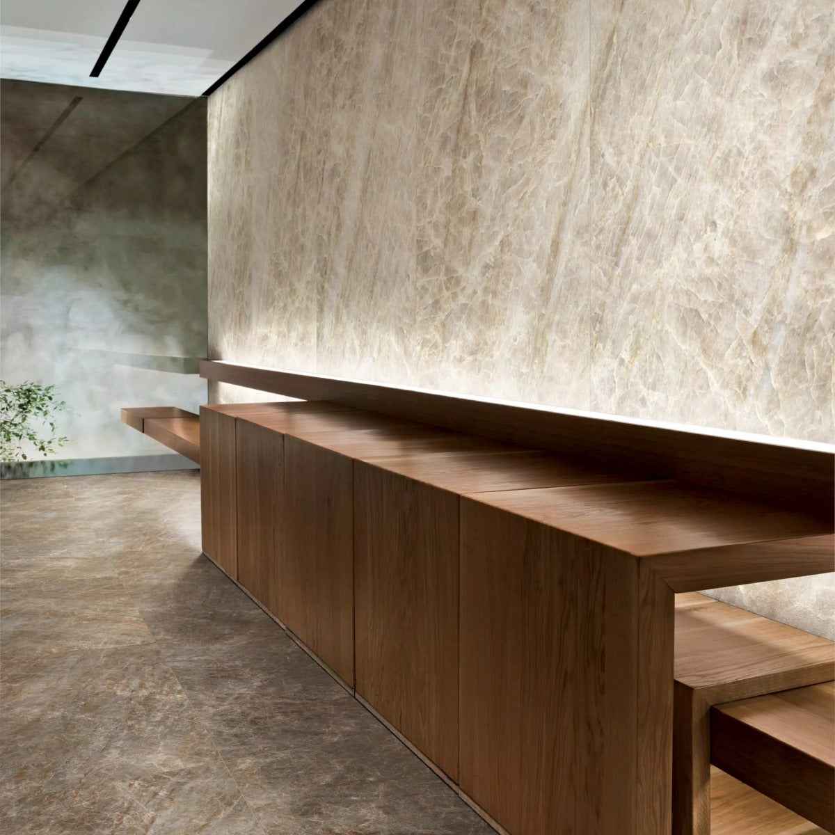 Gres Porcellanato Effetto Marmo 120x120 Iconic Life Honey Ymuna Lucidato - Contemporary Design Florim