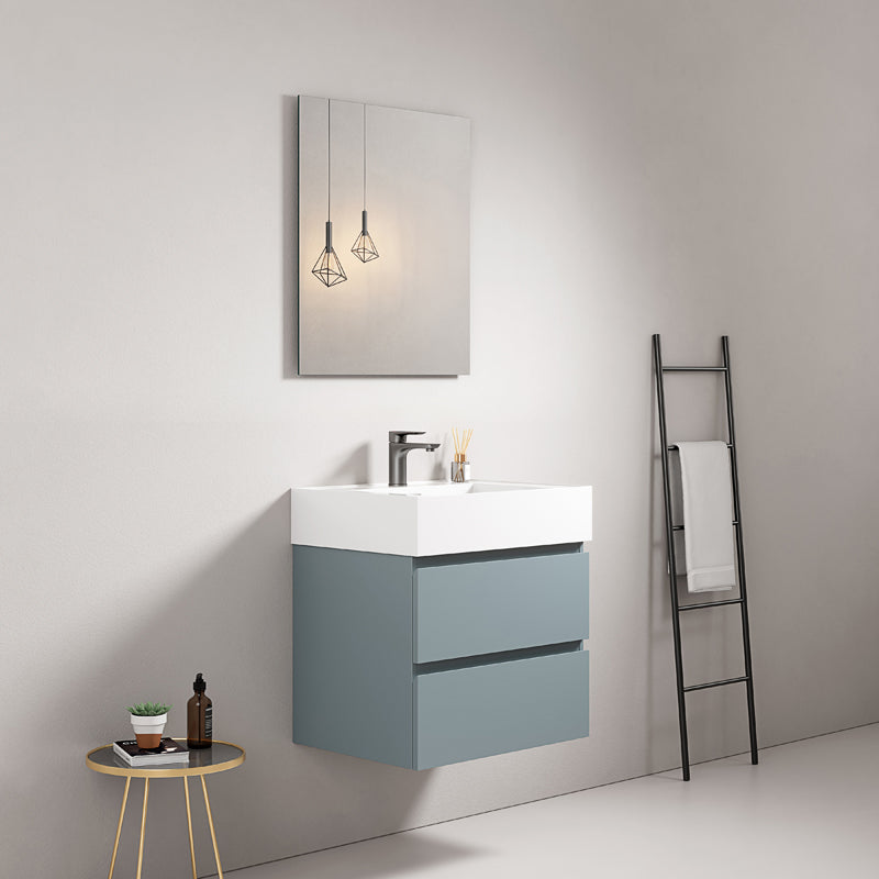 60cm suspended bathroom cabinet Avio Blue Resin sink Mirror Quadro - Fiji Paint