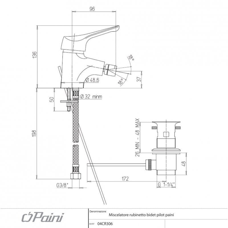 Miscelatore Bidet Cromo Con Piletta Pilot - Paini (25673331)