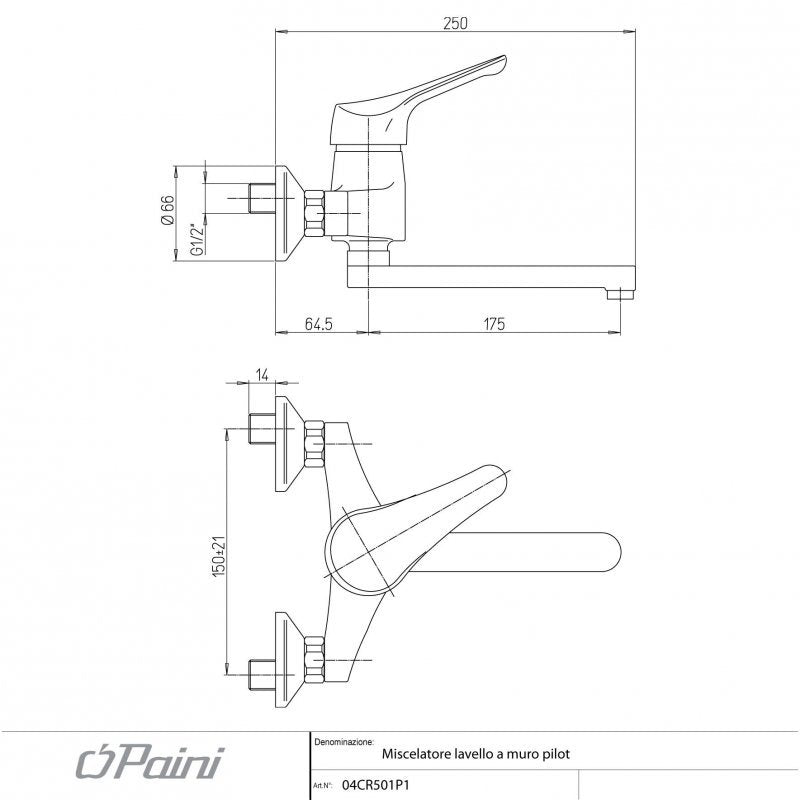 Miscelatore Lavello Cromo A Muro Pilot - Paini (25674255)