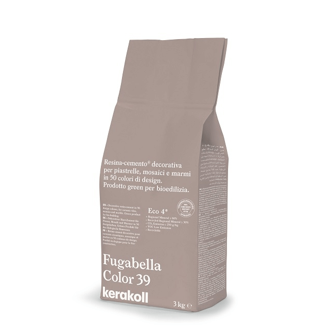 Fugabella Color 39 3 kg bag by Kerakoll, decorative resin-cement for tiles and mosaics in eco-friendly formulation.