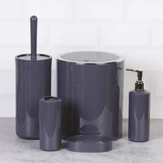 Set Accessori da Bagno Tondo Lucido Antracite - Meda, design elegante e moderno per arredare il bagno.