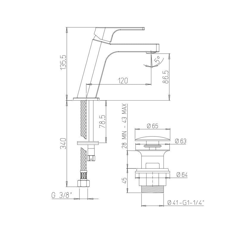 Miscelatore Lavabo Cromo Con Piletta Atacama - Paini (25673813)