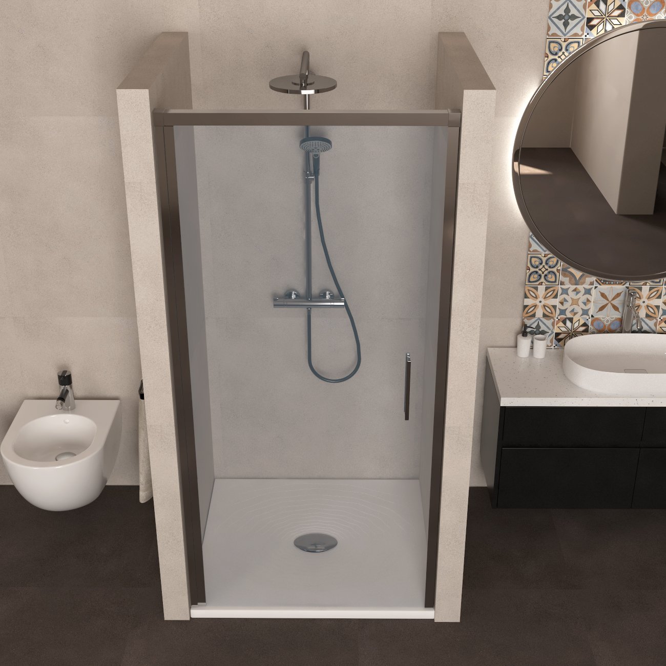 Porta Doccia 70 cm Battente Vetro Trasparente Reversibile - Spazio (25691019)