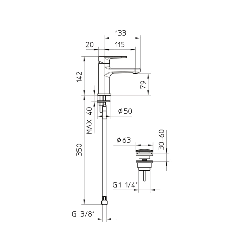 Miscelatore Lavabo Cromo Con Piletta Click Clack Wild - Palazzani (25674184)