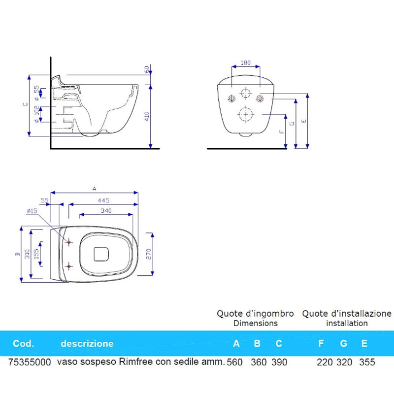 Coppia Sanitari Sospesi Senza Brida Citterio Bianco con Coprivaso Soft Close Incluso - Geberit