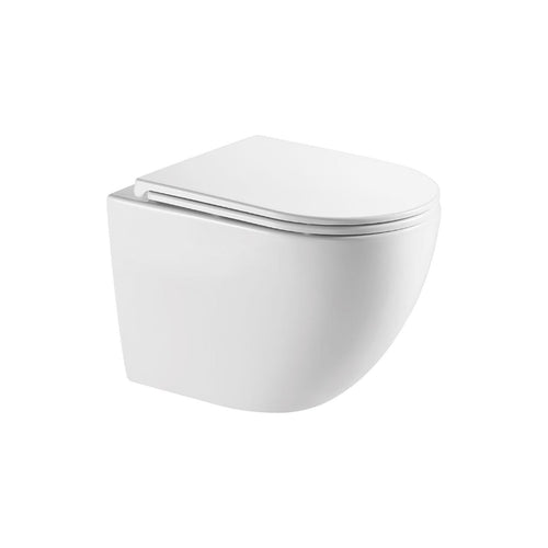 Wc Sospeso Senza Brida Diamante 52 Bianco Lucido con Coprivaso Slim Soft Close Incluso - Meda (25695957)