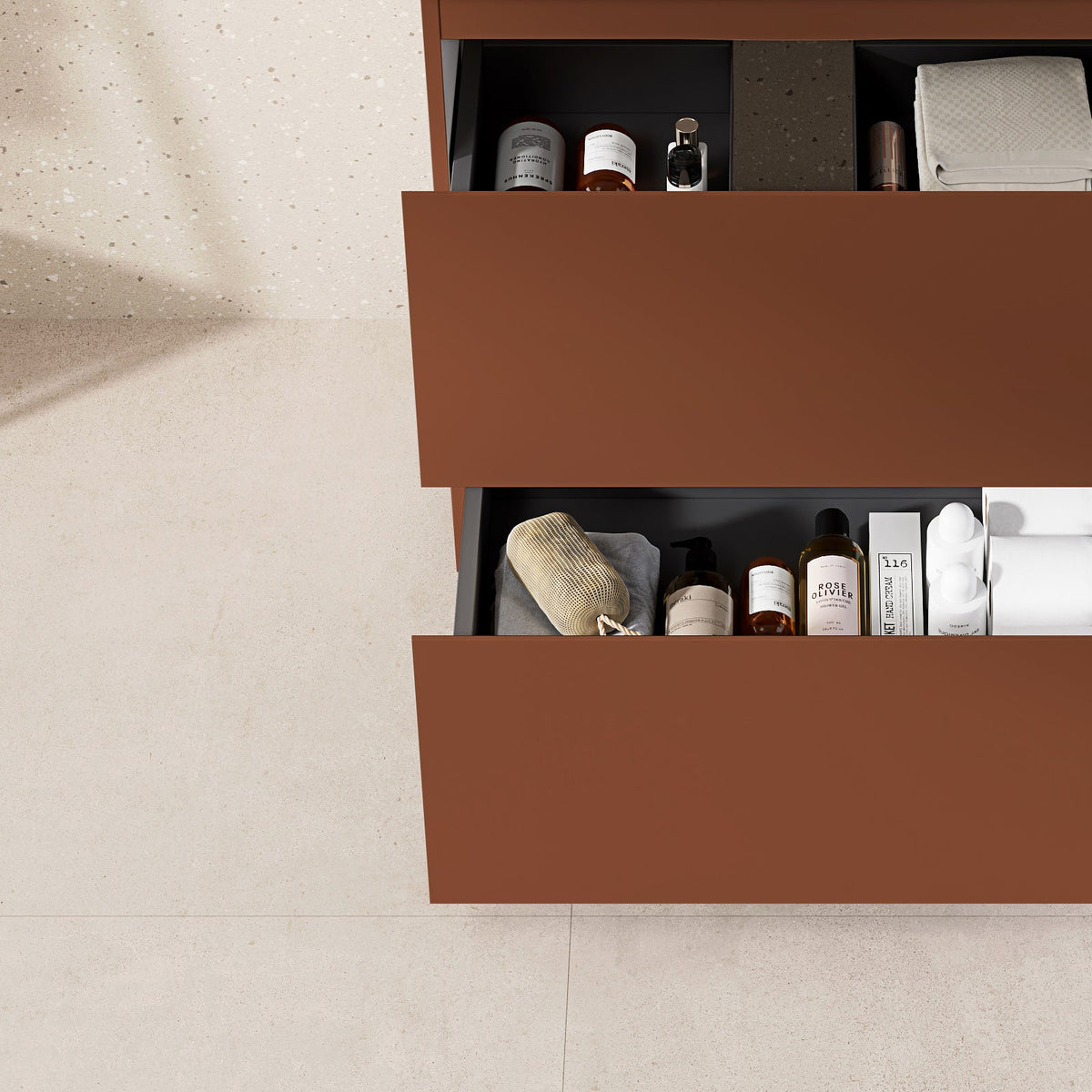 Mobile bagno a Terra 60 cm Cotto Contemporaneo Lavabo in Resina Senza Specchio - Nube Paint