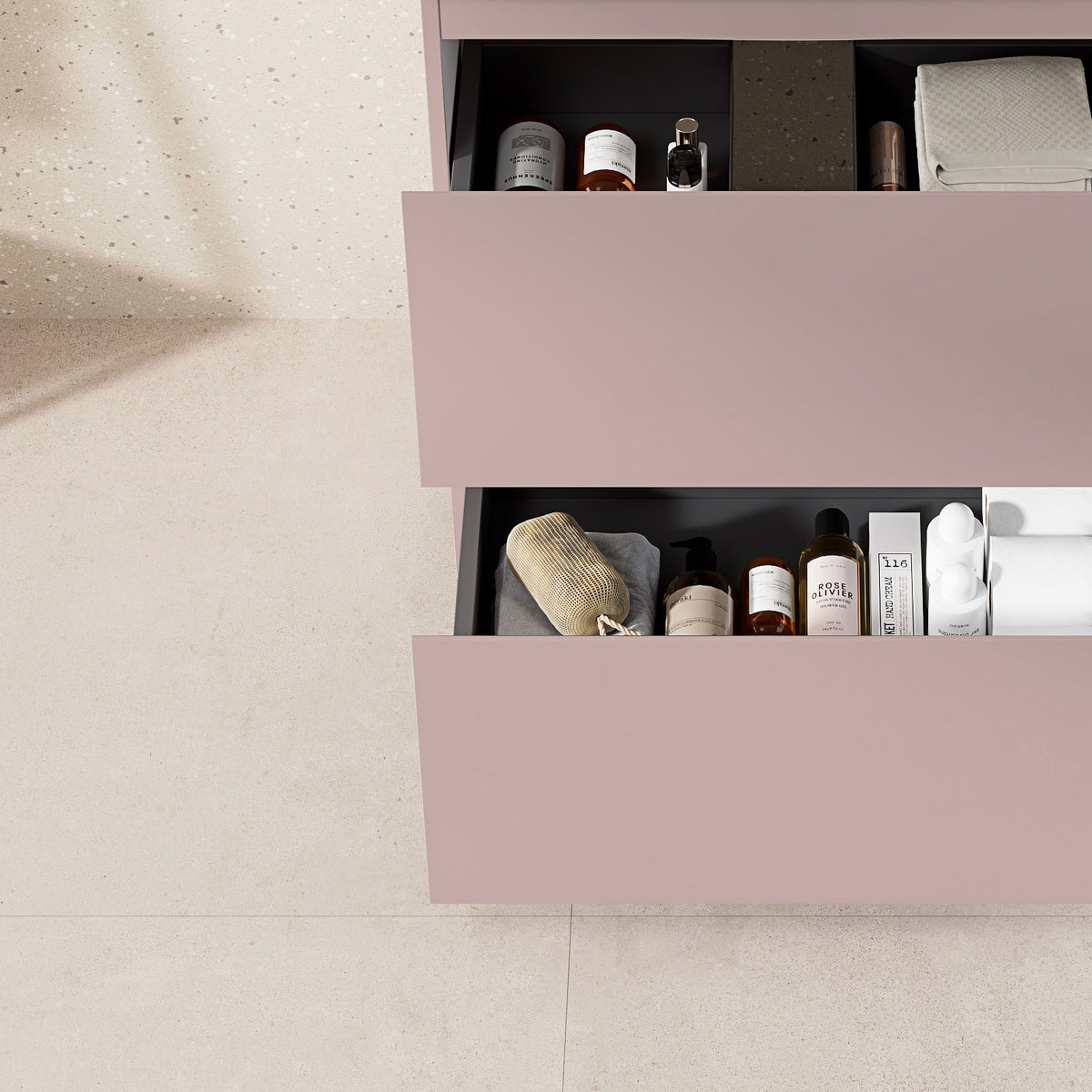 Mobile bagno a Terra 60 cm Rosa Retrò Lavabo in Ceramica Specchio Tondo - Nube Paint