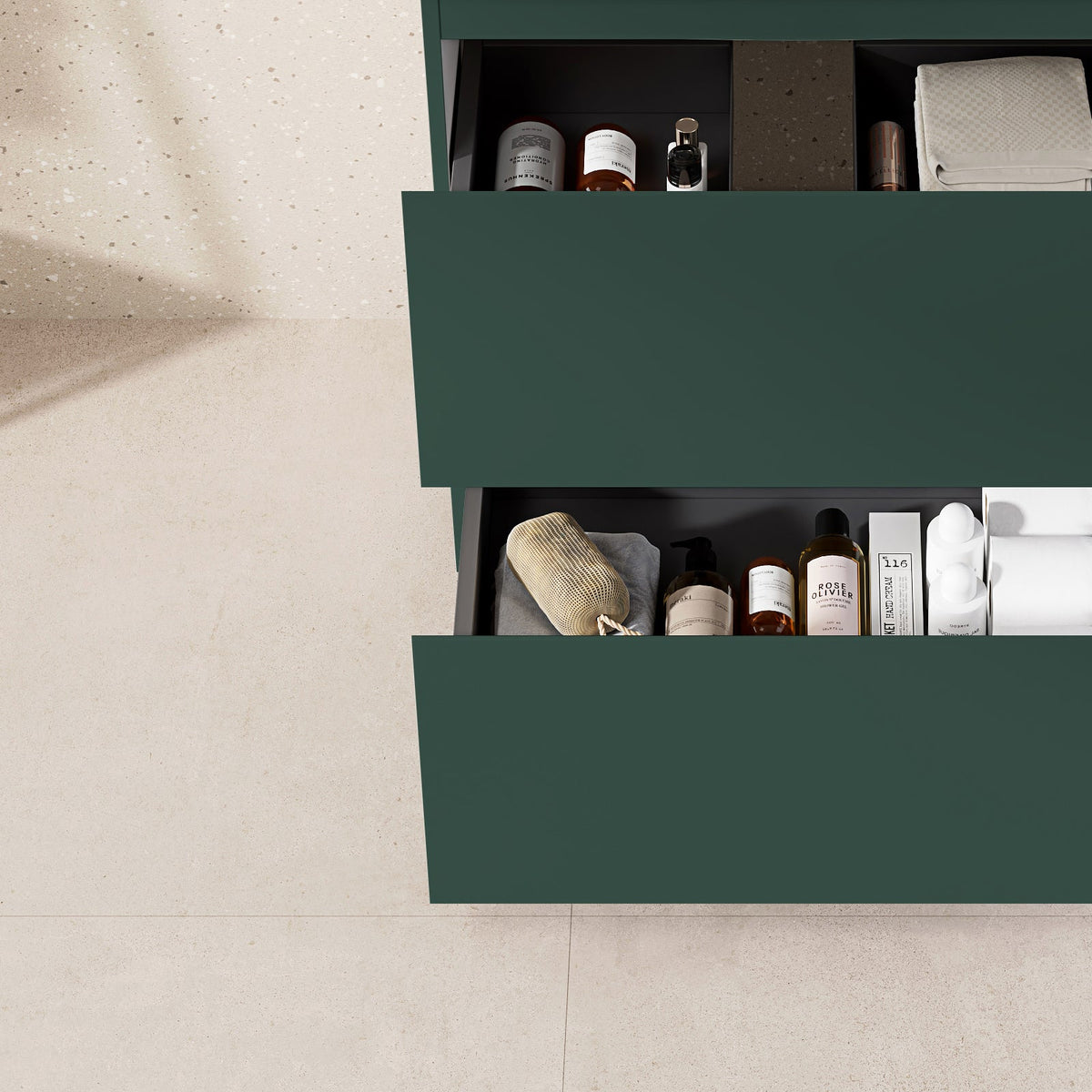 Mobile bagno a Terra 60 cm Verde Comodoro Lavabo in Ceramica Specchio Tondo Retroilluminato - Nube Paint