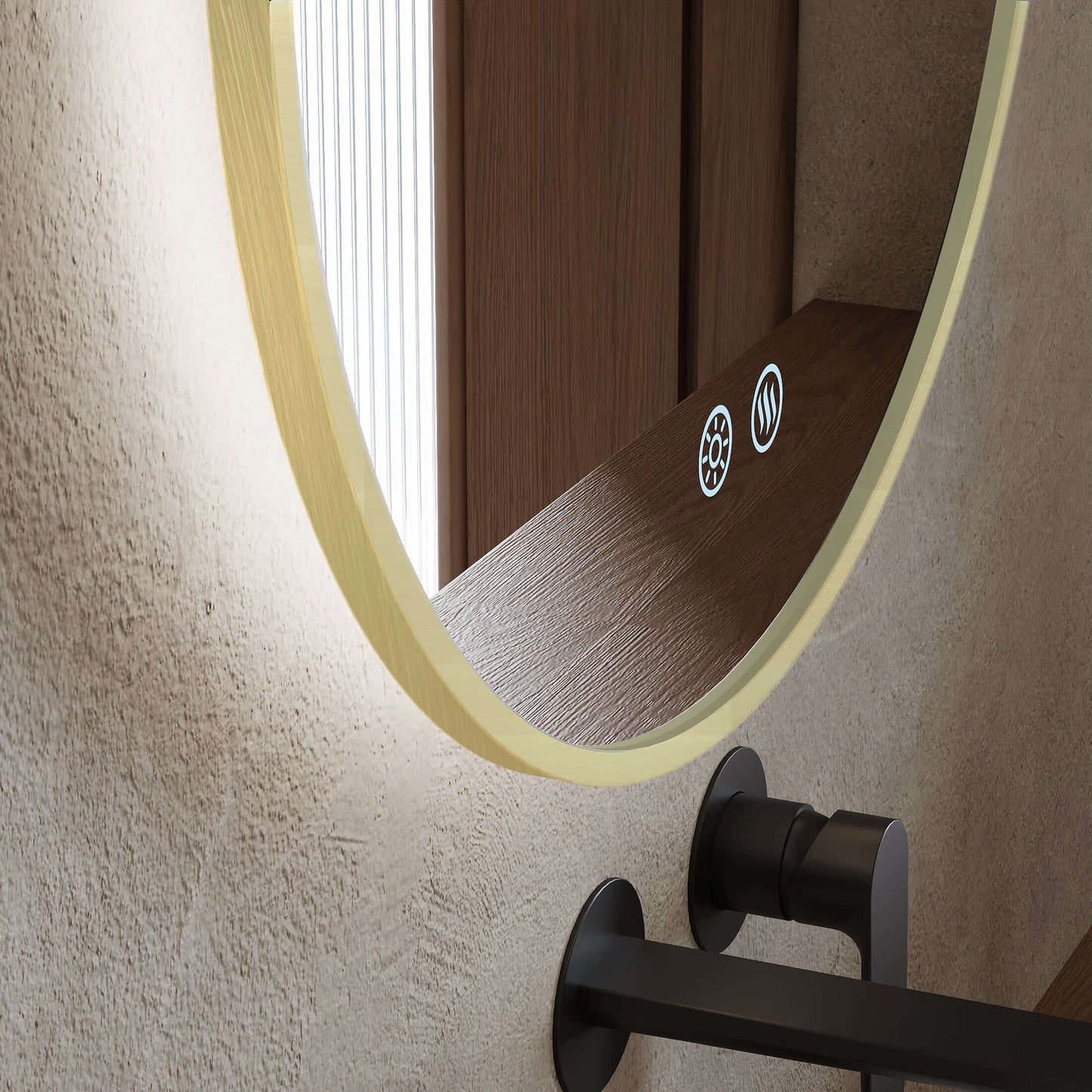 Specchio Tondo Retroilluminato Anti appannamento 60 cm Profilo Oro - Fiji
