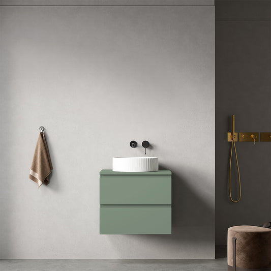 Mobile bagno sospeso 60 cm Verde Salvia per Lavabo d'appoggio Senza Specchio - Fiji Paint Top