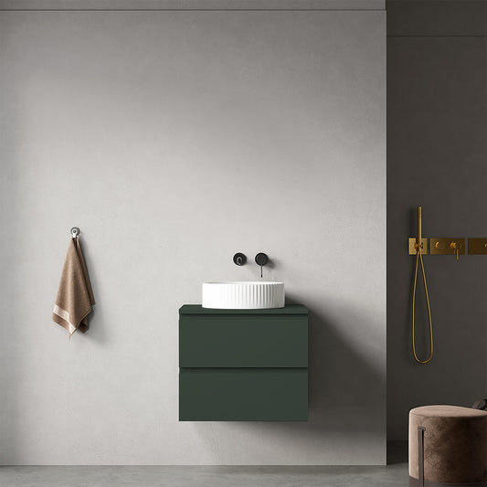 Mobile bagno sospeso 60 cm Verde Comodoro per Lavabo d'appoggio Senza Specchio - Fiji Paint Top