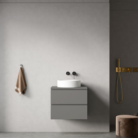 Mobile bagno sospeso 60 cm Grigio Londra per Lavabo d'appoggio Senza Specchio - Fiji Paint Top