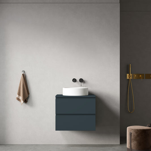 Mobile bagno sospeso 60 cm Blu Mare per Lavabo d'appoggio Senza Specchio - Fiji Paint Top