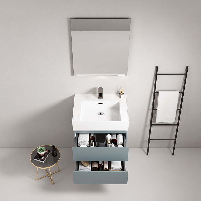 60cm suspended bathroom cabinet Avio Blue Resin sink Mirror Quadro - Fiji Paint