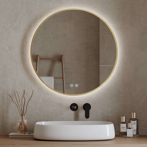 Specchio Tondo Retroilluminato 80 cm Profilo Oro - Fiji