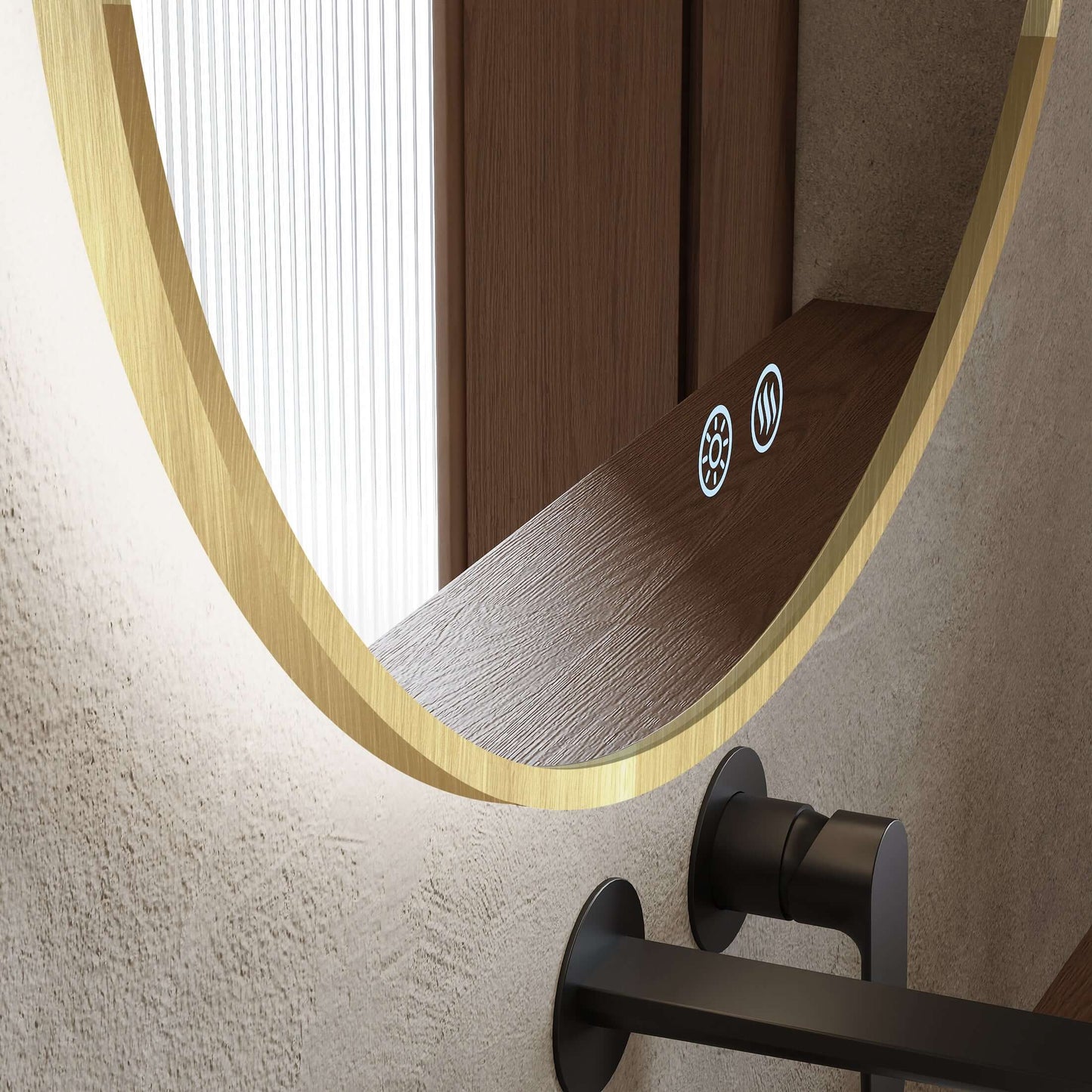 Specchio Tondo Retroilluminato Anti appannamento 80 cm Profilo Oro - Fiji